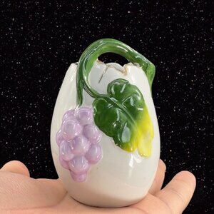 German Ceramic Bud Vase Crackled Egg W Flower Shaped Porcelain Germany Marked